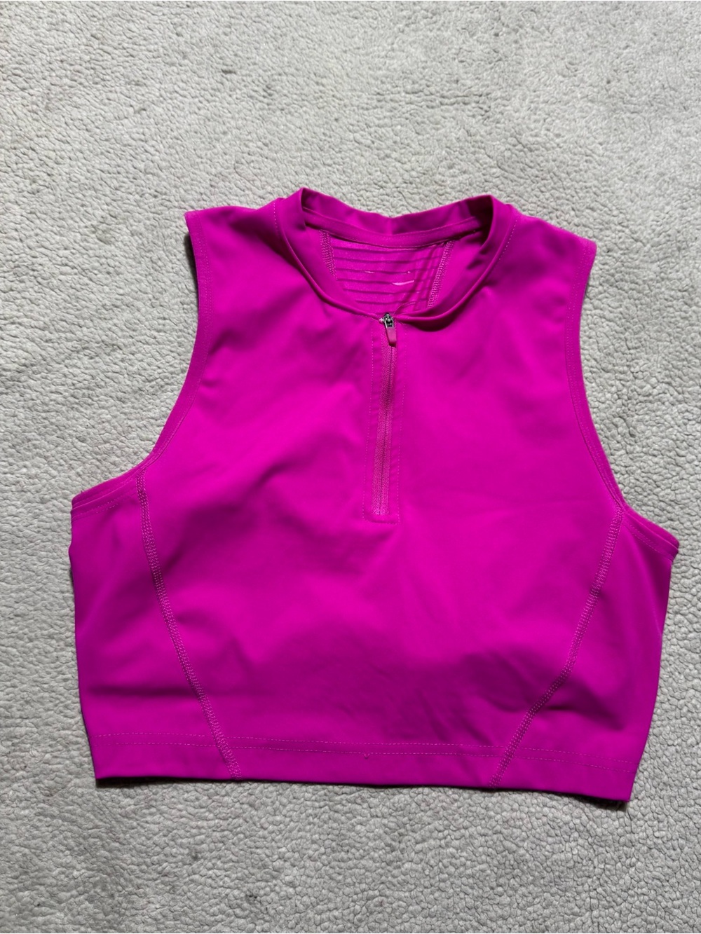 Nike Pro Tank Top Womens Medium Dri Fit Magenta Cropped 1/2 Zip Athletic Gym Top